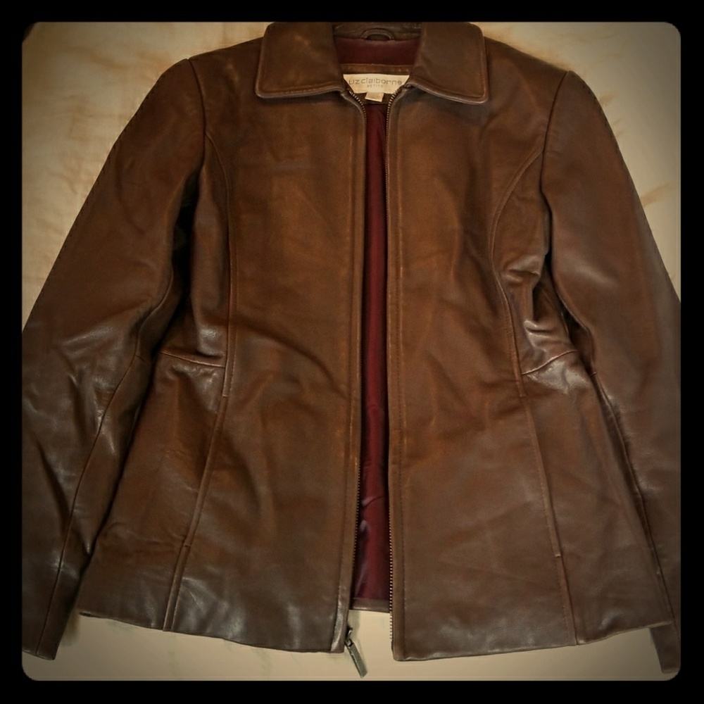 Liz Claiborne 100% Leather Jacket Sz XS